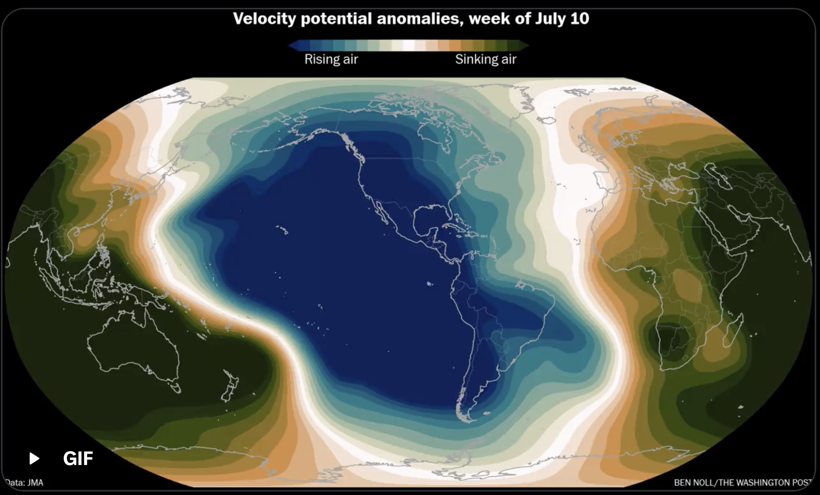 Rising and subsiding motion associated with the current El Niño