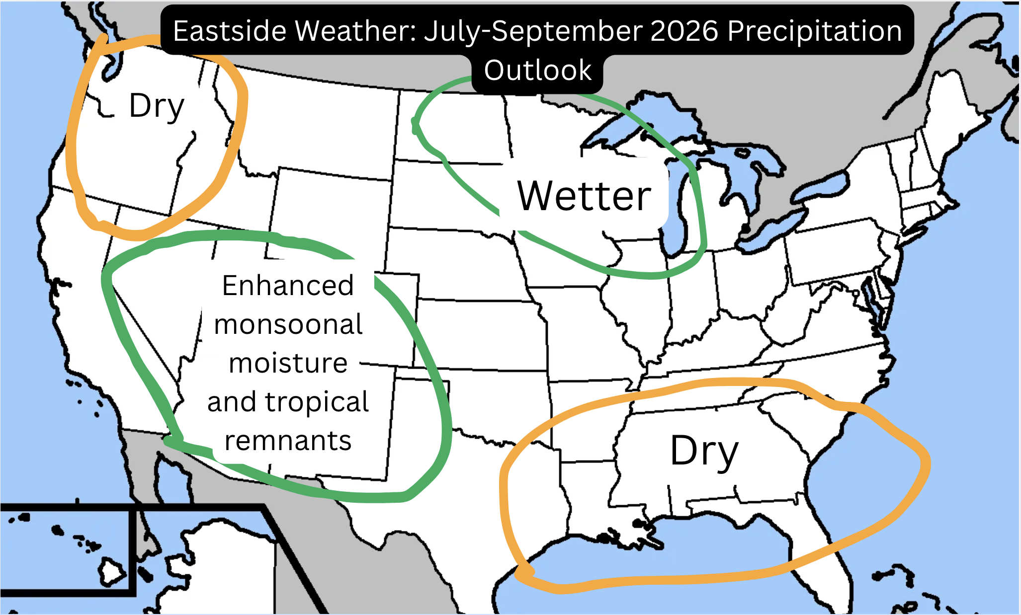 Eastside Weather seasonal precipitation outlook