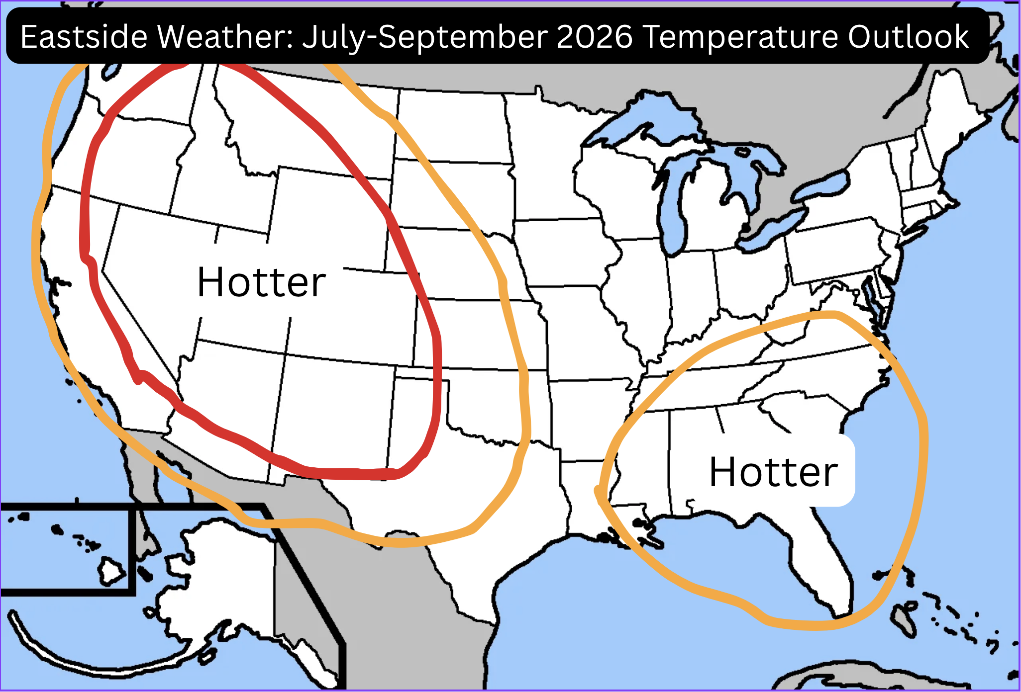 Eastside Weather seasonal temperature outlook