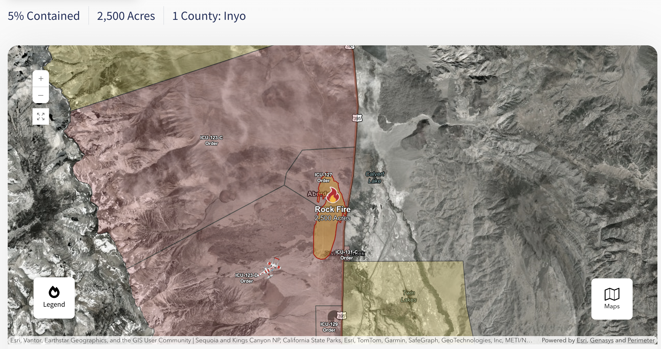 CAL FIRE map of the Rock Fire near Aberdeen