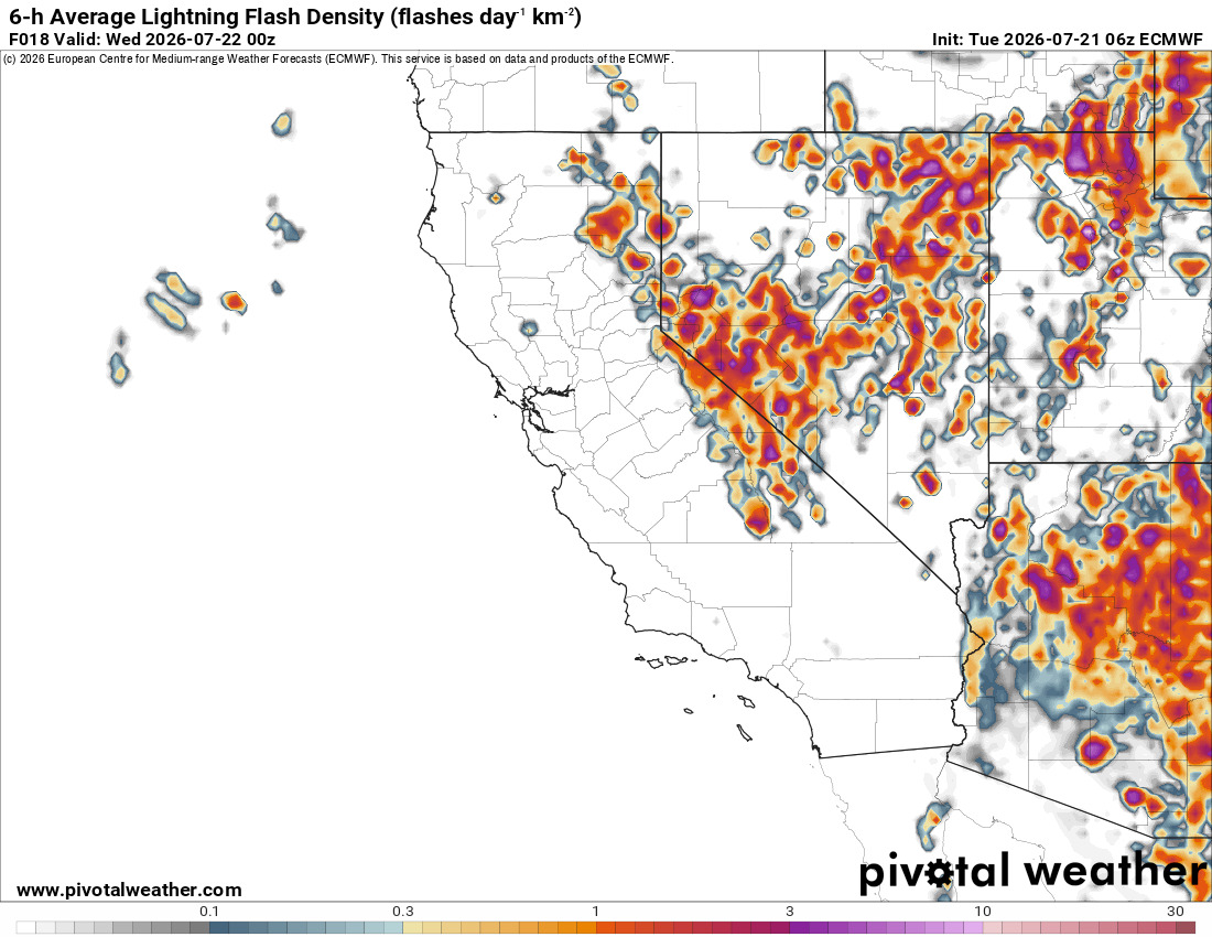 Euro lightning activity this afternoon