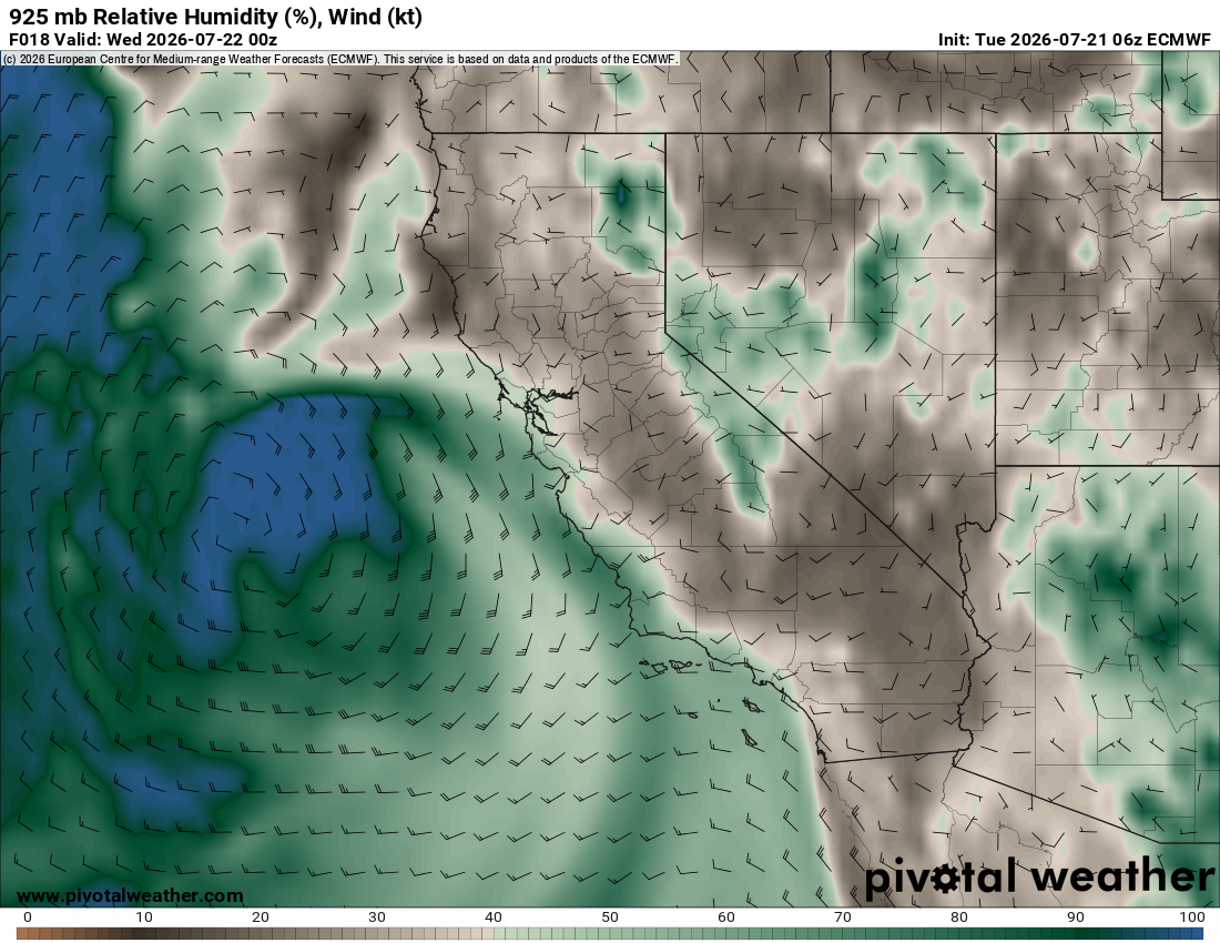 Moisture in the low-level atmosphere