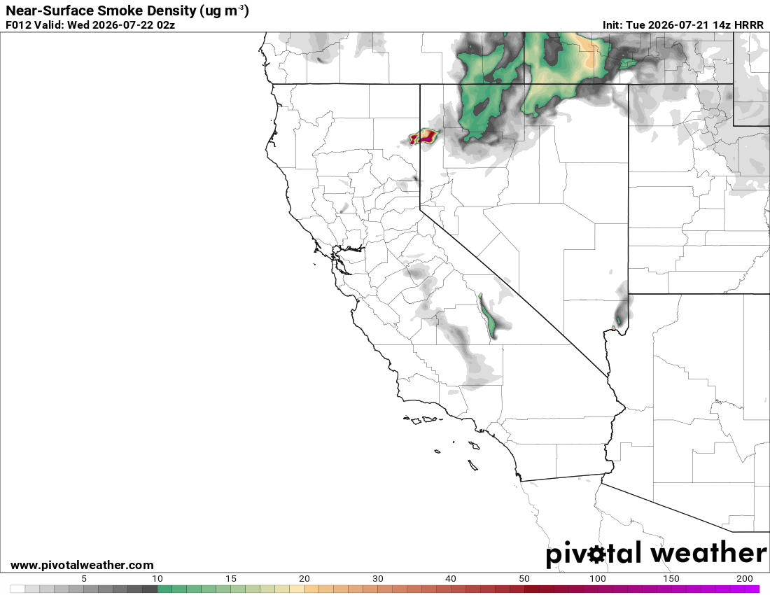 HRRR near-surface smoke density